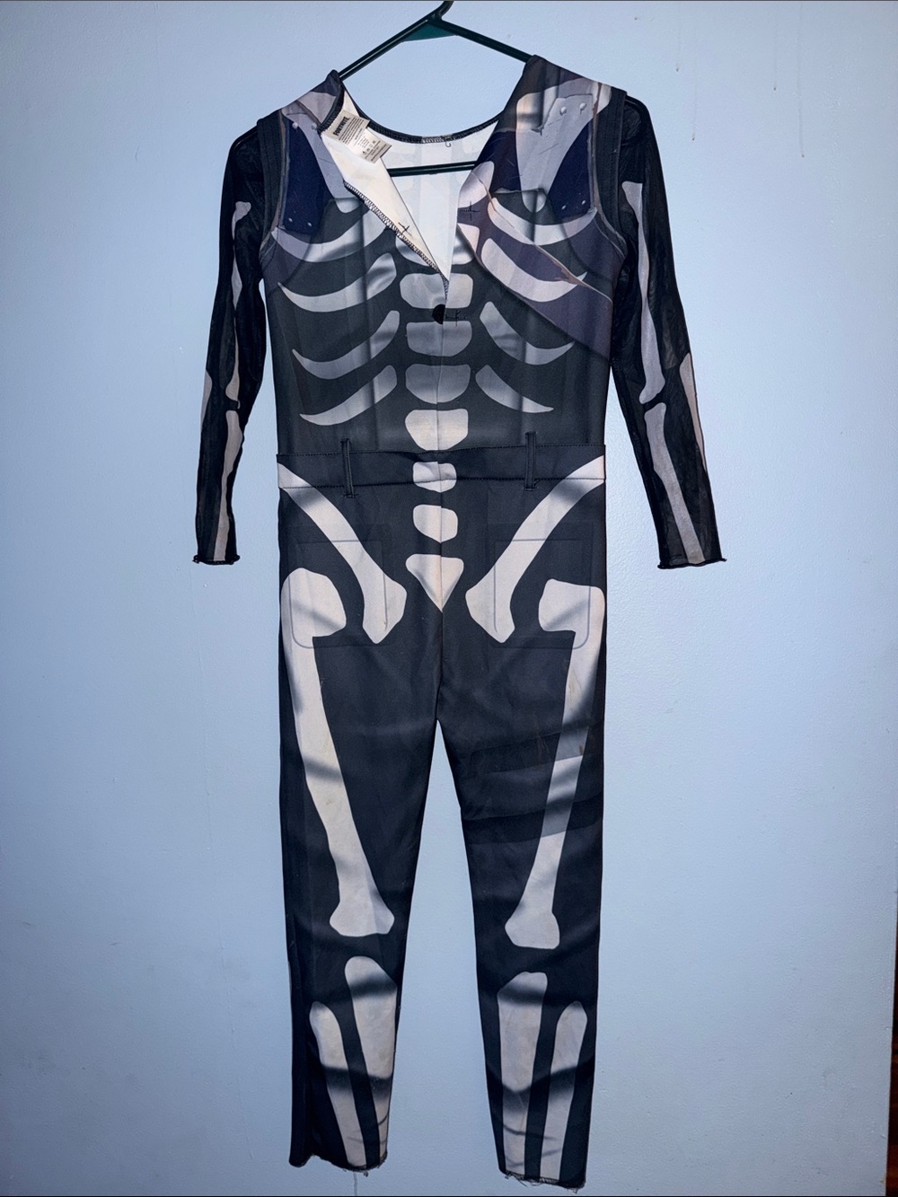 Fortnite skin medium 8/10 Kids Black & White Skeleton Hooded Costume Jumpsuit